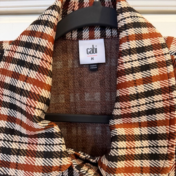 CAbi plaid double-breasted blazer jacket size M — rust / black / cream tones - Picture 2 of 6